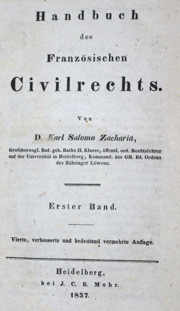 Große Abbildung Nr.1: 129-311 Zachariä,K.S.: (Juridica und Kriminologie)
