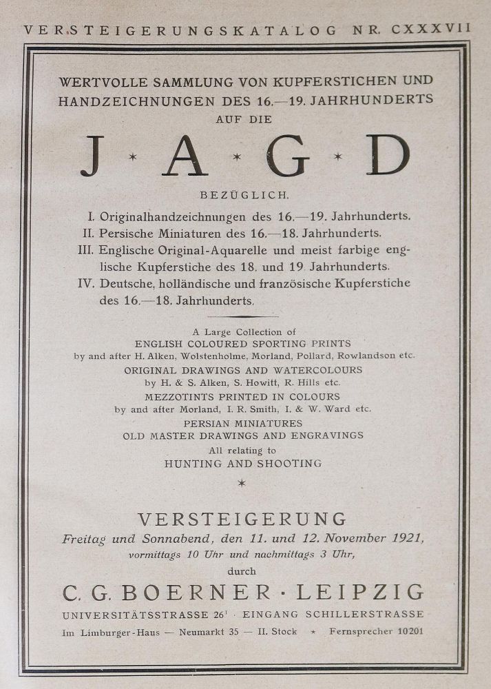 Große Abbildung Nr.1: 129-426 Boerner,C.G.: (Jagd, Kataloge)