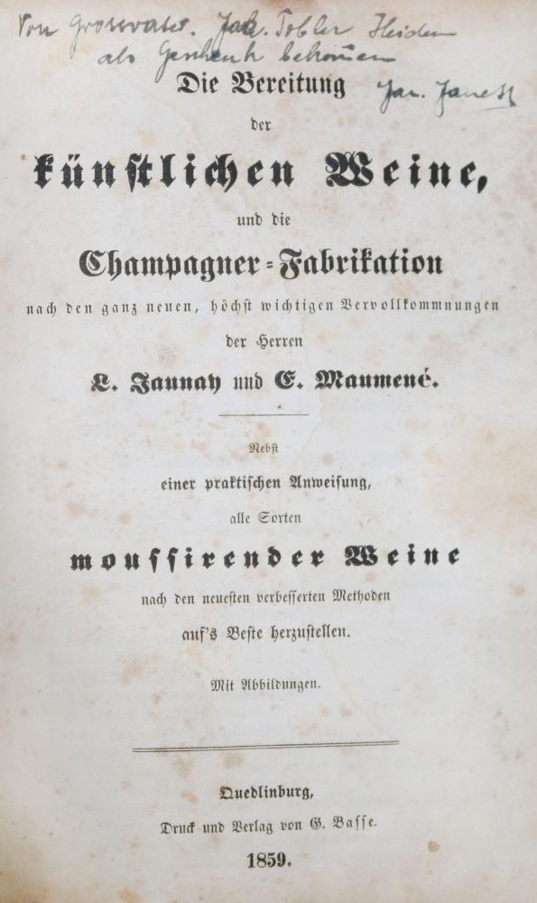 Große Abbildung Nr.1: 129-445 Jaunay,L. u. E.Maumene.: (Küche und Haushalt, Getränke, Wein und Weinbau)