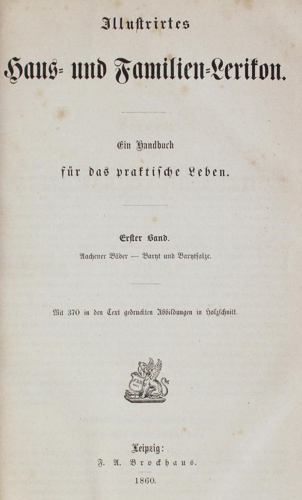 Große Abbildung Nr.1: 129-448 Illustrirtes Haus- und Familien-Lexikon.: (Küche und Haushalt, Haushalt)