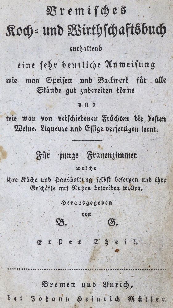 Große Abbildung Nr.1: 129-453 Gleim,B.: (Küche und Haushalt, Kochbücher, Bremen)