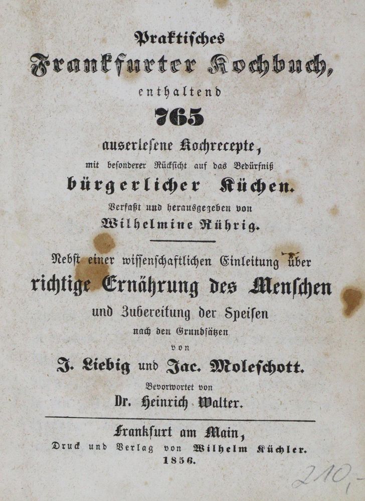Große Abbildung Nr.1: 129-459 Rührig,W.: (Küche und Haushalt, Kochbücher, Frankfurt/Main)