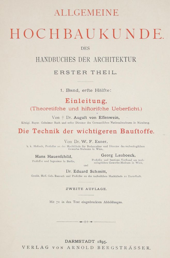 Große Abbildung Nr.1: 129-498 Handbuch der Architektur.: (Architektur)