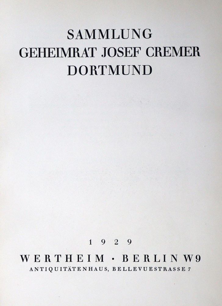 Große Abbildung Nr.2: 129-542 Cremer,J.: (Kataloge)