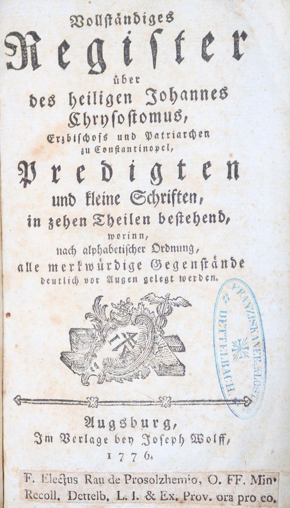 Große Abbildung Nr.1: 129-57 Chrysostomus,J.: (Alte Drucke, Handschriften und Theologie)