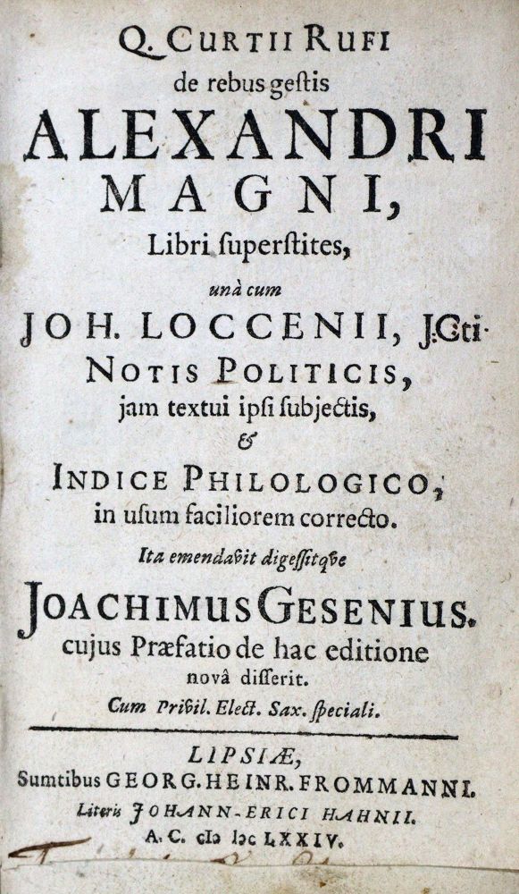 Große Abbildung Nr.1: 129-61 Curtius Rufus,Q.: (Alte Drucke, Handschriften und Theologie)