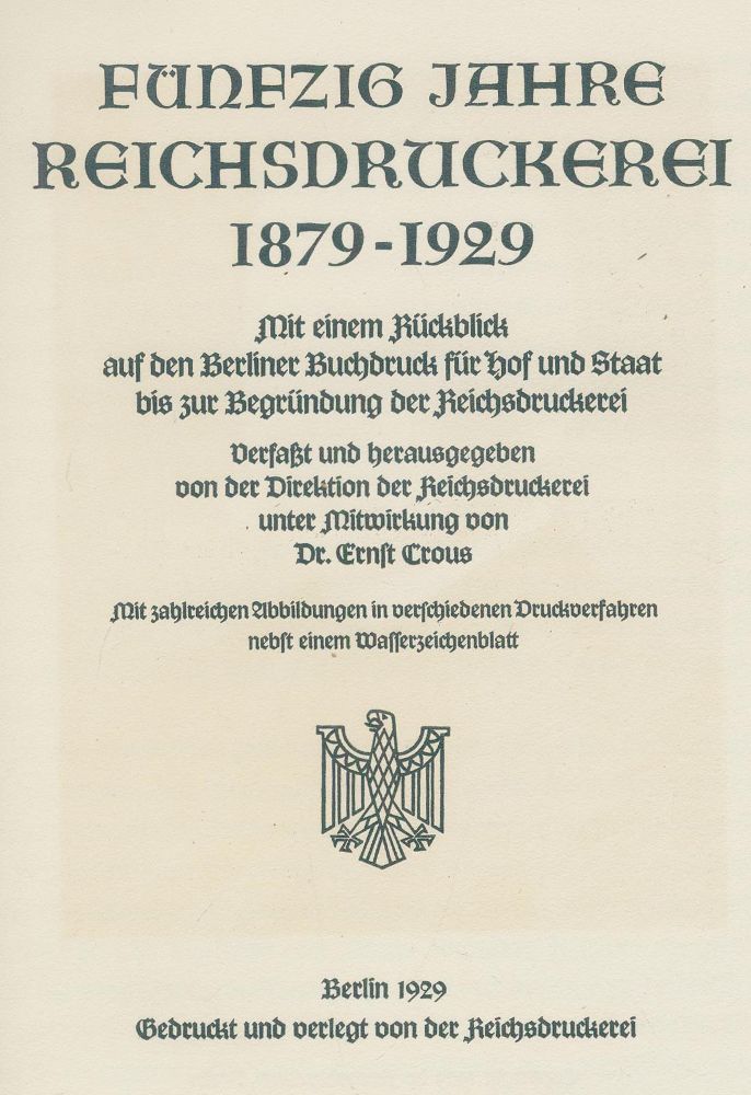 Große Abbildung Nr.1: 129-615 Reichsdruckerei.: (Druckkunst)