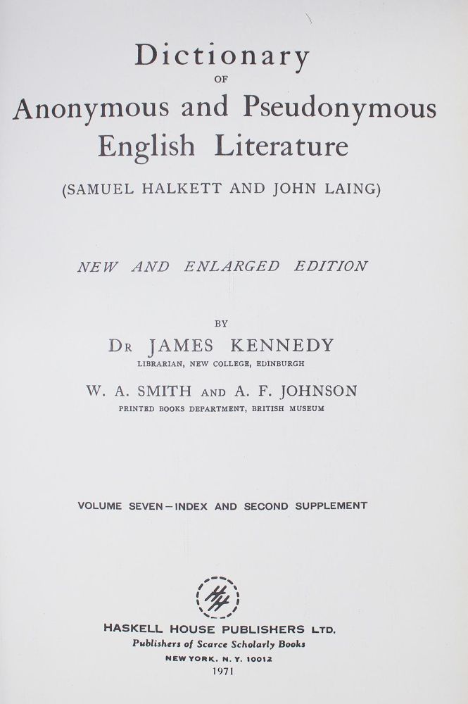 Große Abbildung Nr.1: 129-656 Halkett,S. u. J.Laing.: (Bibliographie und Buchwesen)