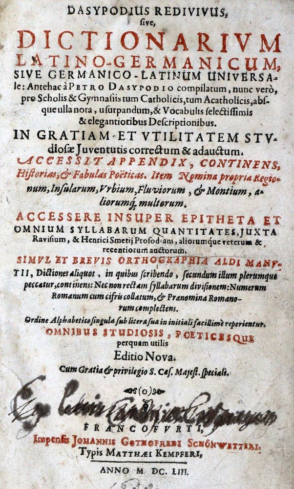 Große Abbildung Nr.1: 129-660 Dasypodius,P.: (Lexika - Wörterbücher - Sprachwissenschaften)