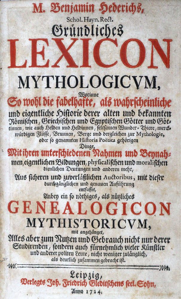Große Abbildung Nr.1: 129-663 Hederich,B.: (Lexika - Wörterbücher - Sprachwissenschaften)