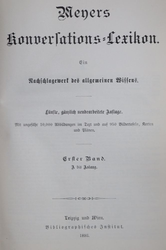 Große Abbildung Nr.1: 129-666 Meyers Konversations-Lexikon.: (Lexika - Wörterbücher - Sprachwissenschaften)