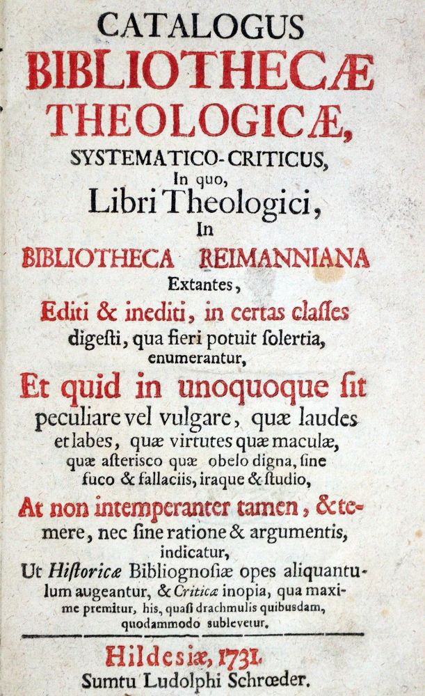 Große Abbildung Nr.1: 129-676 Reimann,J.F.: (Bibliographie und Buchwesen)