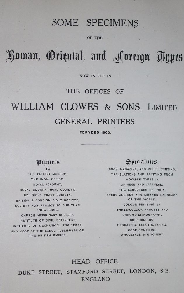 Große Abbildung Nr.1: 129-693 Clowes,W.: (Typographie und Kalligraphie)