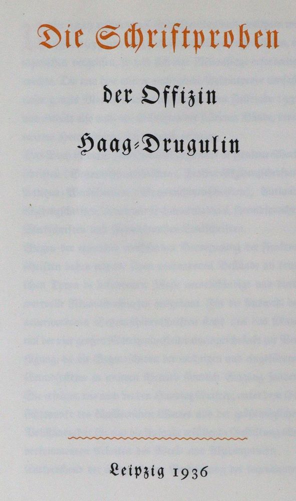 Große Abbildung Nr.1: 129-756 Schriftproben der Offizin Haag-Drugulin, Die.: (Typographie und Kalligraphie)