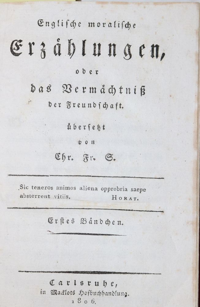 Große Abbildung Nr.1: 129-903 Englische moralische Erzählungen: (Literatur und illustrierte Bücher bis 19.Jahrhundert)