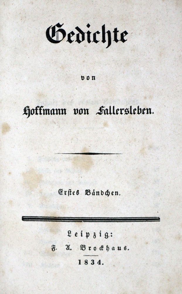 Große Abbildung Nr.1: 129-939 Hoffmann von Fallersleben,(A.H.).: (Literatur und illustrierte Bücher bis 19.Jahrhundert)