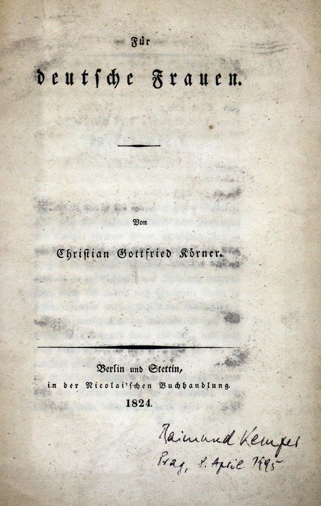 Große Abbildung Nr.1: 129-953 Körner,C.G.: (Literatur und illustrierte Bücher bis 19.Jahrhundert)