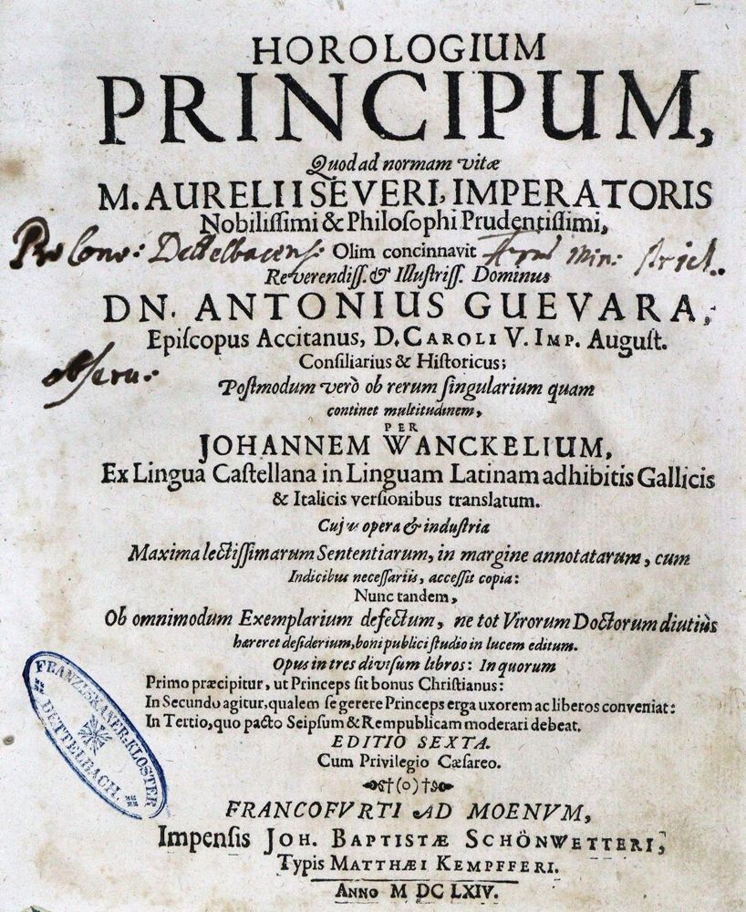 Große Abbildung Nr.1: 129-96 Guevara,A.de.: (Alte Drucke, Handschriften und Theologie)
