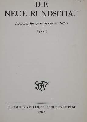 Bild Nr.1: 129-1195 Neue Rundschau, Die.: (Hesse)