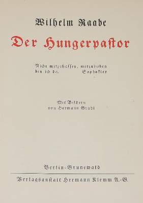 Bild Nr.1: 129-1289 Raabe,W.: (Literatur und illustrierte Bücher 20.Jahrhundert - Alte Literatur in modernen Ausgaben)