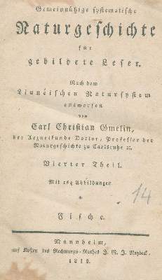 Bild Nr.1: 129-1417 Gmelin,C.C.: (Zoologie, Fische)