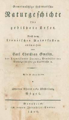 Bild Nr.1: 129-1434 Gmelin,C.C.: (Zoologie, Vögel)