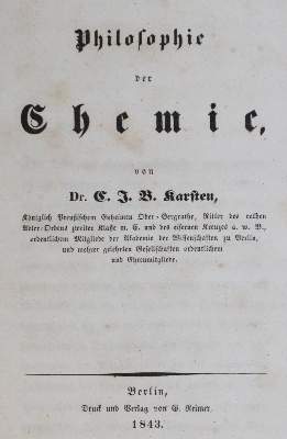Bild Nr.1: 129-1453 Karsten,C.J.B.: (Verschiedene Gebiete - Varia, Chemie)