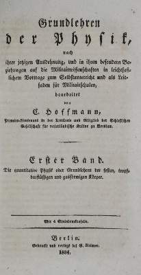 Bild Nr.1: 129-1483 Hoffmann,C.: (Verschiedene Gebiete - Varia, Physik)
