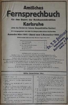 Bild Nr.1: 129-1588 Amtliches Fernsprechbuch: (Deutschland, Karlsruhe)
