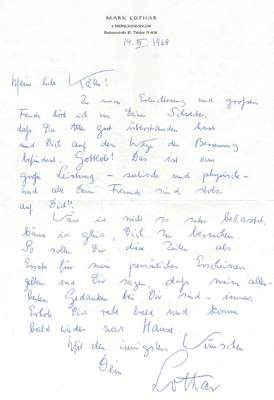 Bild Nr.1: 129-1933 Lothar, Mark,: (Autographen)