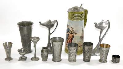 Bild Nr.2: 129-1963 Jugendstilsammlung Kayserzinn,: (Varia, Jugendstil, Zinn)