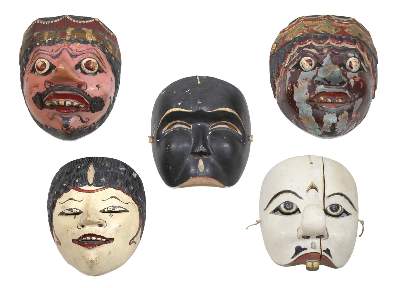 Bild Nr.1: 129-2070 Java 5 Wayang-Masken.: (Asiatika)