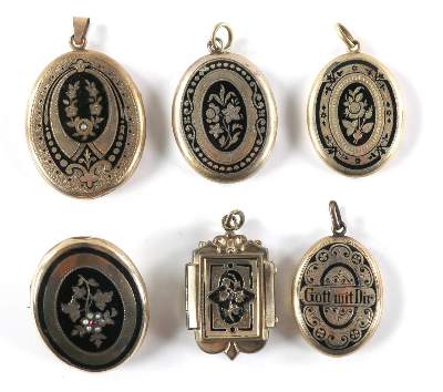 Bild Nr.1: 129-2155 Fünf Biedermeieranhänger,: (Schmuck, Anhänger)