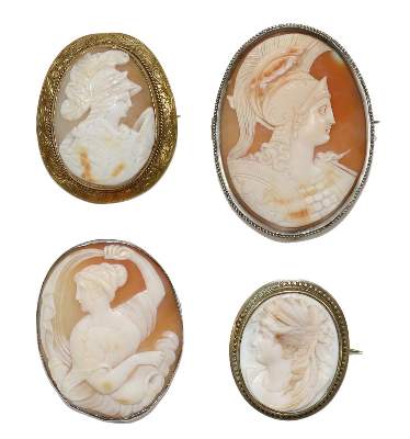Bild Nr.1: 129-2263 Vier Kameen: (Schmuck, Anhänger, Gemmen und Kameen)