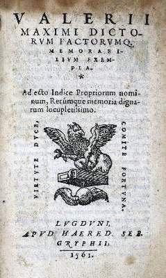 Bild Nr.1: 129-240 Valerius Maximus.: (Alte Drucke, Handschriften und Theologie)