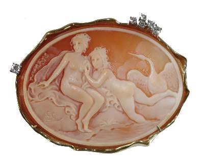 Bild Nr.1: 129-2418 Erotische Muschelkamee.: (Schmuck, Broschen, Gemmen und Kameen)