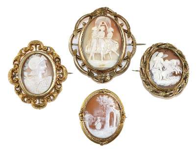 Bild Nr.1: 129-2480 Kameenbroschen,: (Schmuck, Broschen, Gemmen und Kameen)
