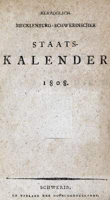 Bild Nr.1: 129-252 Mecklenburg-Schwerinscher Staats-Kalender.: (Genealogie und Heraldik)