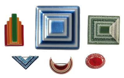 Bild Nr.1: 129-2606 Sechs geometrische Broschen: (Schmuck, Broschen, Lea Stein)