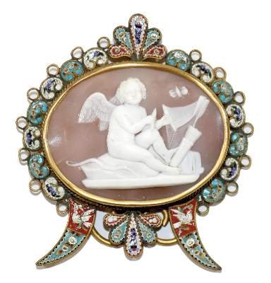 Bild Nr.1: 129-2733 Amor in Prachtrahmen.: (Schmuck, Rahmen, Gemmen und Kameen)