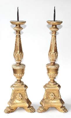 Bild Nr.1: 129-2948 Paar Altarleuchter: (Volkskunst)