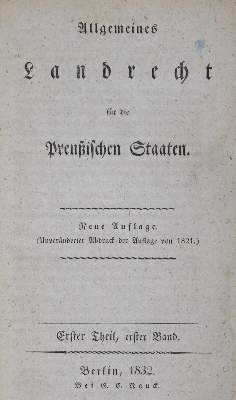 Bild Nr.1: 129-302 Allgemeines Landrecht: (Juridica und Kriminologie, Preußen)