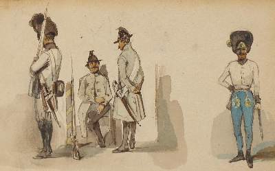 Bild Nr.1: 129-3103 Soldatendarstellungen.: (Varia, Militaria)