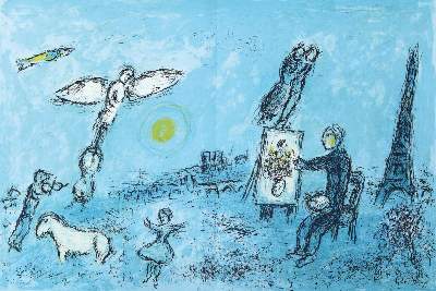 Bild Nr.1: 129-3505 Derriere le miroir.: (Künstlergraphik, Chagall, Farblithographie in:)