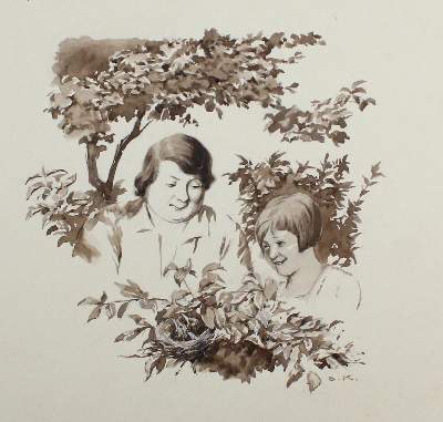 Bild Nr.2: 129-3585 Kirchner, Eugen: (Künstlergraphik, Fliegende Blätter, Vorzeichnung)