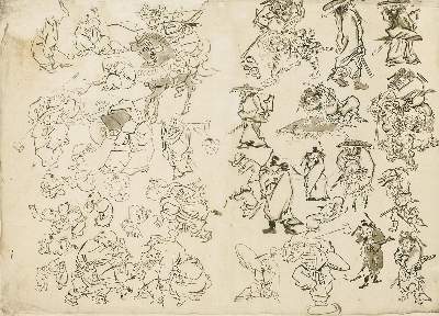 Bild Nr.1: 129-3699 Mangas.: (Künstlergraphik, Japan)