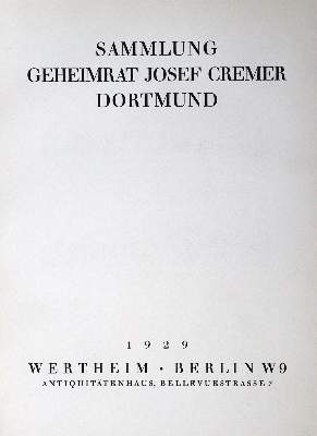 Bild Nr.2: 129-542 Cremer,J.: (Kataloge)