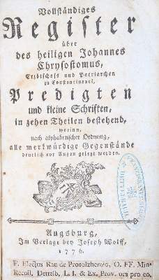 Bild Nr.1: 129-57 Chrysostomus,J.: (Alte Drucke, Handschriften und Theologie)