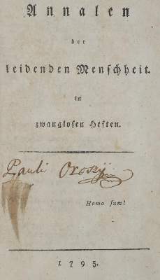 Bild Nr.1: 129-867 Annalen der leidenden Menschheit.: (Literatur und illustrierte Bücher bis 19.Jahrhundert)
