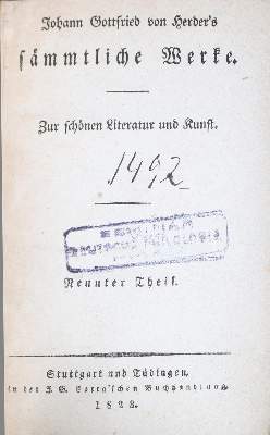 Bild Nr.1: 129-936 Herder,J.G.: (Literatur und illustrierte Bücher bis 19.Jahrhundert)